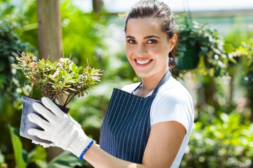 Urban garden maintenance in Bankside with planters and shrubs
